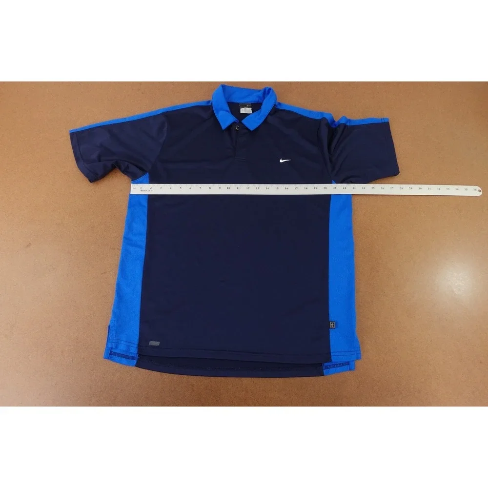 Nike Dri Fit Men's Size XL Blue Colorblock Short Sleeve Polo Shirt